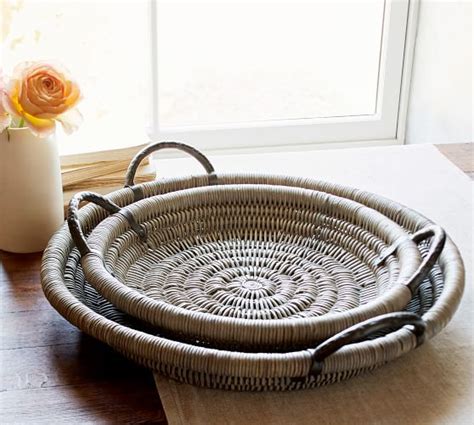 Round Woven Tray with Handles | Pottery Barn