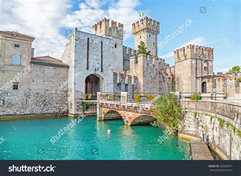 Scaliger Castle (13th Century) In Sirmione On Garda Lake Near Verona, Italy Stock Photo ...