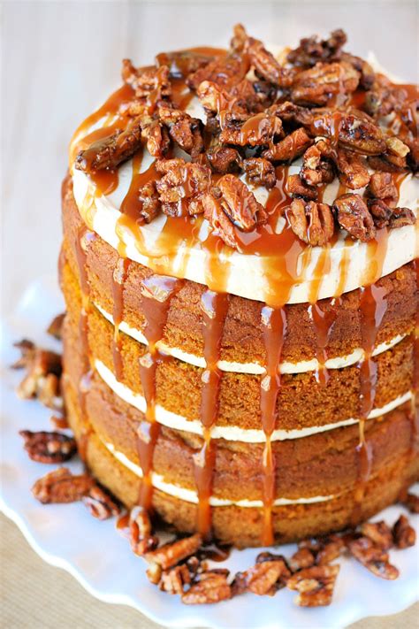 Pumpkin Cake with Salted Caramel Frosting - Glorious Treats