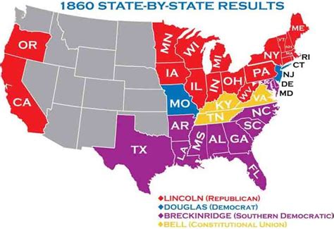 1860 Election Map - American Politics: United States Political Parties ...