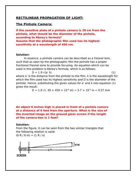 Rectilinear Propagation OF Light - RECTILINEAR PROPAGATION OF LIGHT: The Pinhole Camera: If the ...