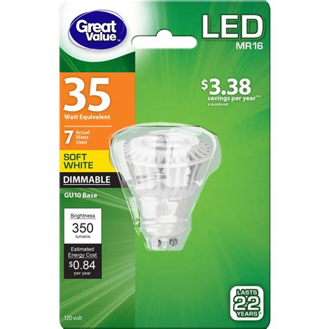 Great Value LED 7 Watt Soft White Dimmable GU10 Bulbs - Walmart.com - Walmart.com