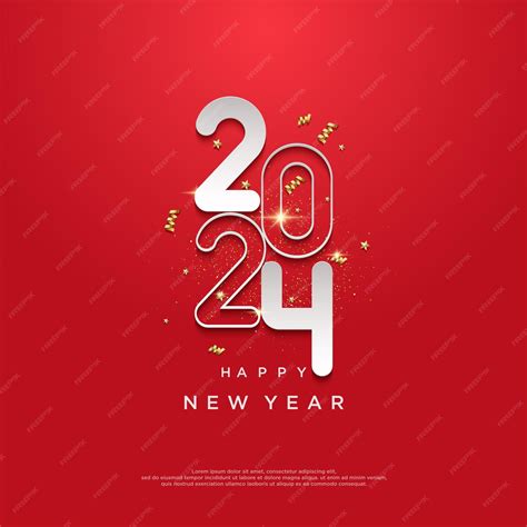 Premium Vector | Happy new year 2024 on red background