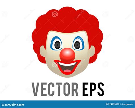 Vector Circus Or Birthday Clown Icon With White Face Makeup, Red Nose, Exaggerated Eyes And ...