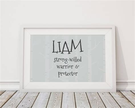 Liam Name Meaning Printable Liam Name Art Forest Nursery | Etsy | Name ...