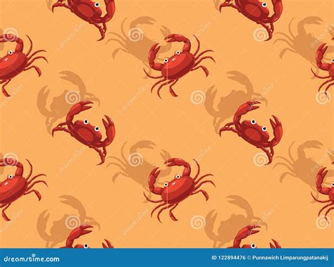 Crab Cute Background Seamless Wallpaper Stock Vector - Illustration of ...