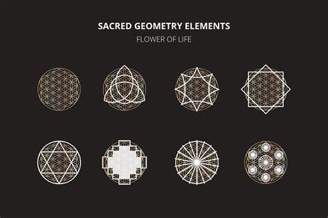 Sacred geometry flower of life elements By daniela_designs | TheHungryJPEG