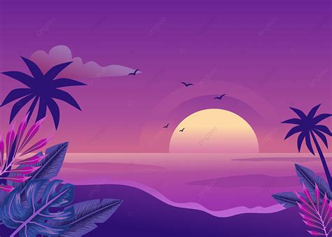 Purple Beach Sunset Tropical Vibes Background, Beach, Sunset, Tropical ...