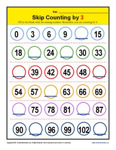 Skip Counting by 3s Worksheets | 2nd Grade Math Practice