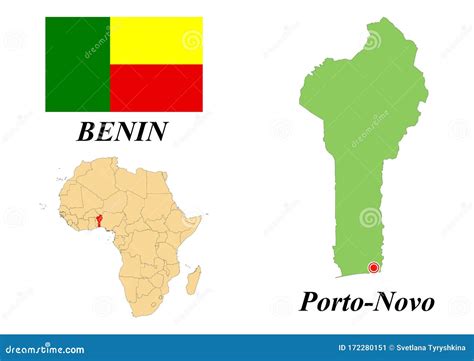 Flag map capital of Benin stock vector. Illustration of geography - 172280151