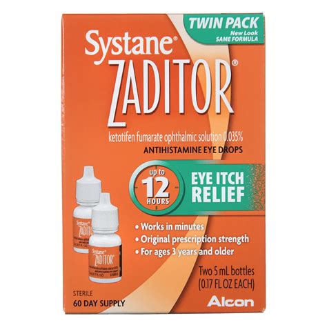 Zaditor Antihistamine Eye Drops, Allergy Symptom Relief, 5 ml, 2 Pack ...