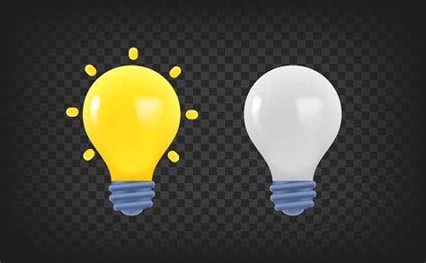 On and Off lightbulb. 3d vector clipart isolated on transparent ...