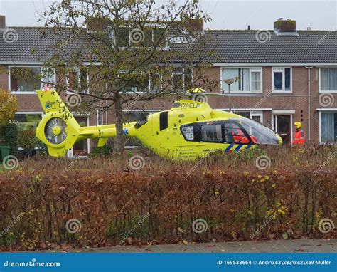 Paramedic Helicopter Landed on Small Grass Field for Medical Emergency Incident in Nieuwerkerk ...