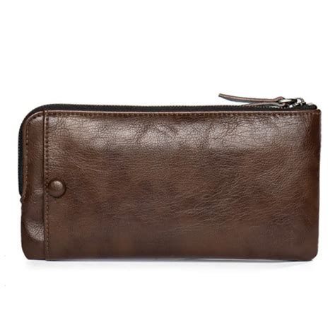 Men Light Leather Zipper Long Clutch Wallet Men Luxury Purse Wallet ...