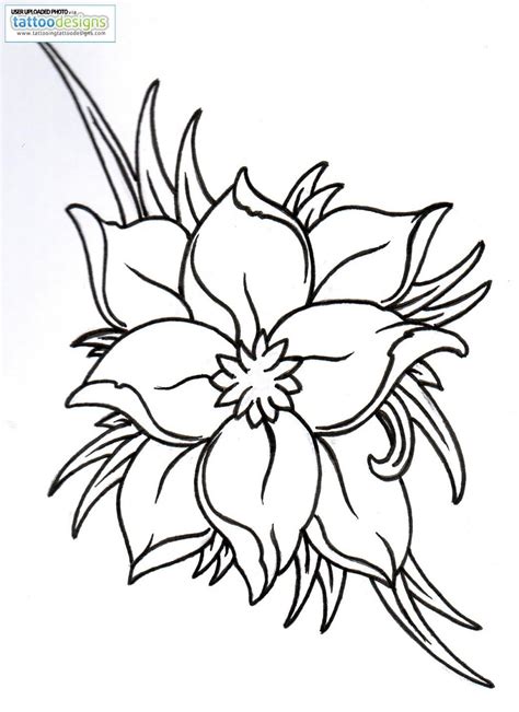 Higher Resolution Fantasy Flower Outline By Vikingtattoo | Flower outline tattoo, Flower outline ...