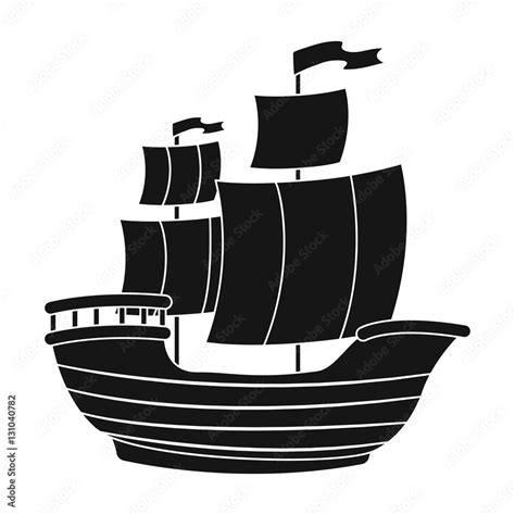 Pirate ship icon in black style isolated on white background. Pirates symbol stock vector ...