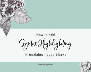 Quick tip: How to get syntax highlighting in markdown code blocks - A cup of dev