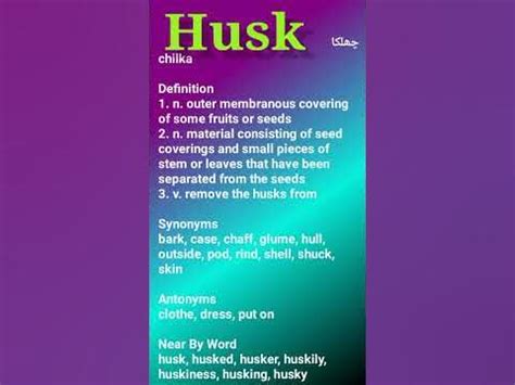 Husk Word Noun Explaination Definition pronounce American And British ...