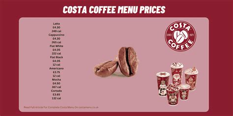 Costa Coffee Menu Prices UK - Costa Menu UK with Prices [2024 Updated] ️