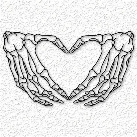 skeleton heart hands wall art fingers heart wall decor 2d art | Skeleton hand tattoo, Hand heart ...