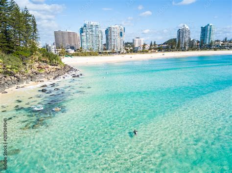 An aerial view of Greenmount beach at Coolangatta on Queensland's Gold ...