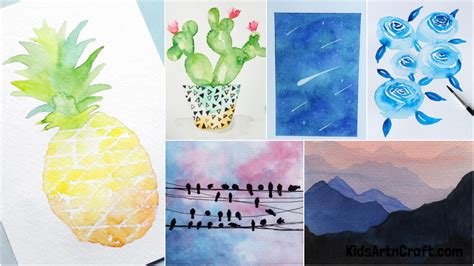 Simple Watercolor Painting Ideas for Beginners - Kids Art & Craft