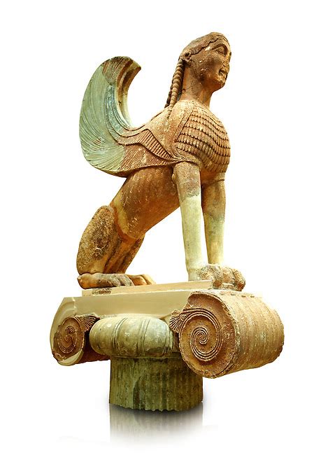 Large Sphinx of Naxos sitting on an Ionic column circa 560 B.C. Delphi ...