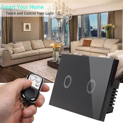 US Standard Remote Control Switch 2 Gangs 1 Way Smart Wall Light Switch ...