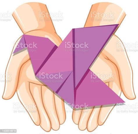 Human Hands Holding Origami Bird Icon Isolated Stock Illustration - Download Image Now - Origami ...