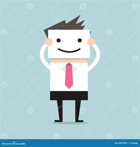 Businessman Hide His Real Face by Holding Smile Mask Stock Vector - Illustration of cardboard ...