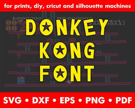 Font donkey kong svg dxf eps png pdf mario font arcade | Etsy