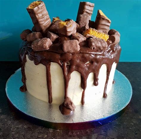 Crunchie, dinky deckers, boost bites chocolate drip cake | Cake ...