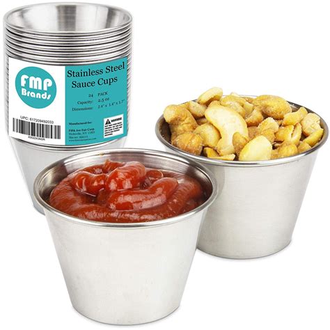 [24 Pack] 2.5 oz Stainless Steel Sauce Cups - Individual Round ...