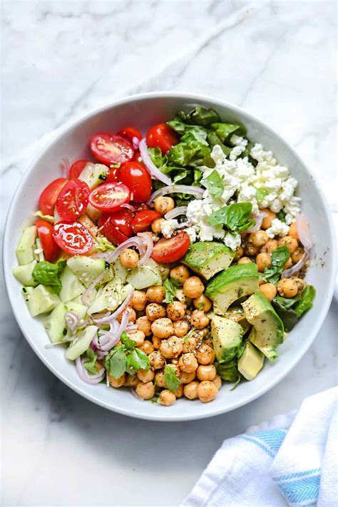 Crunchy Green Salad with Dilly Chickpeas and Avocado | foodiecrush.com