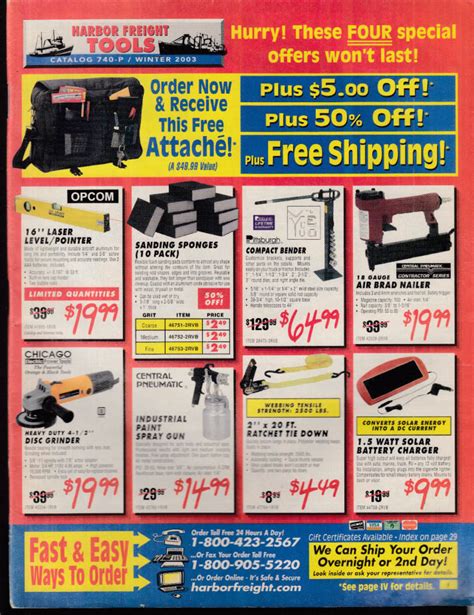 Harbor Freight Tools Catalog 740-P Winter 2003 power tools accessories &c