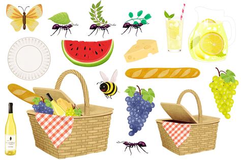 Summer Picnic Clip Art Set By Dapper Dudell | TheHungryJPEG