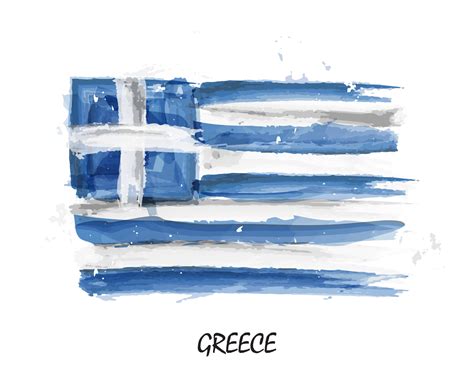 Realistic watercolor painting flag of Greece . Vector . 2759925 Vector ...