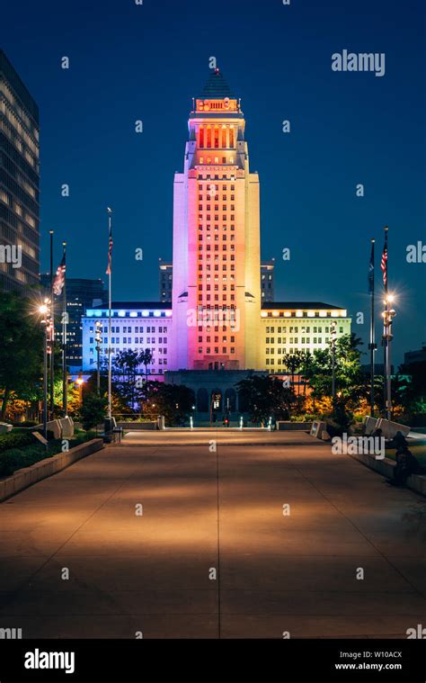 City Hall at night, in downtown Los Angeles, California Stock Photo - Alamy