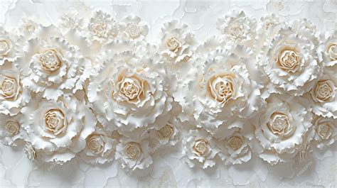 Premium Photo | 3D white rose flower wall background