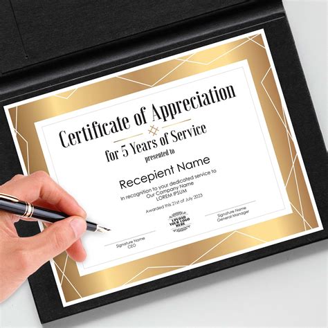 Certificate For Years Of Service Template