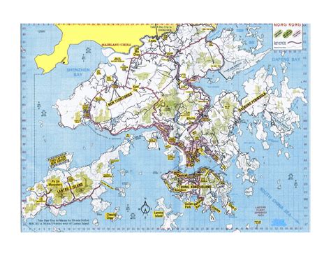 Large topographical map of Hong Kong | Hong Kong | Asia | Mapsland | Maps of the World