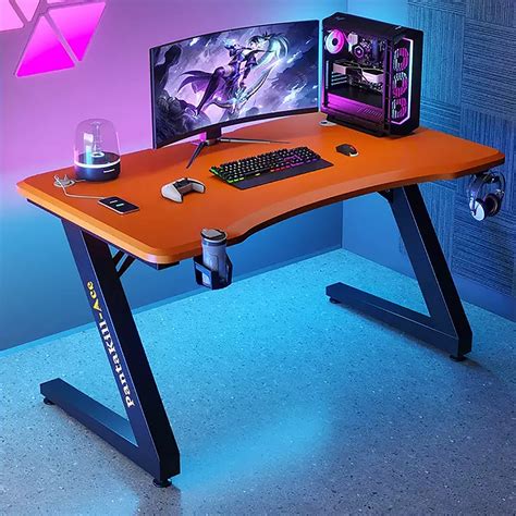 Buy Gaming Desk, Z-Shaped Ergonomic Gaming Table, Computer Desk with ...