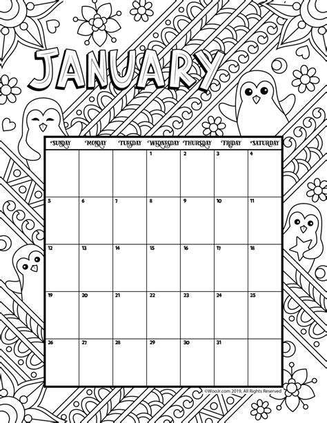 January 2024 Coloring Calendar - Hattie Christalle