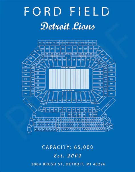 Ford Field Seating Chart Detroit Lions Detroit Lions - Etsy | Ford ...