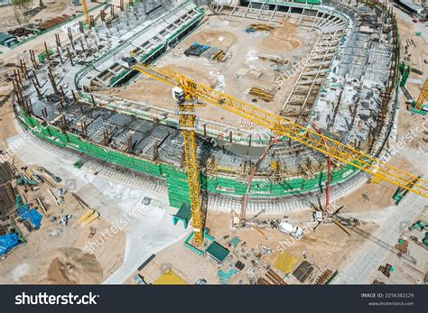 New Football Stadium Under Construction Busy Stock Photo 2256382129 ...