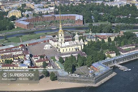 Aerial view of a fortress, Peter And Paul Fortress, St. Petersburg ...