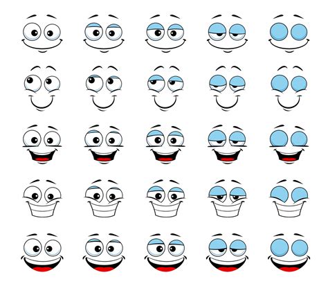 Cartoon face and blink eye animation. Vector sprite sheet with human personage smiling ...