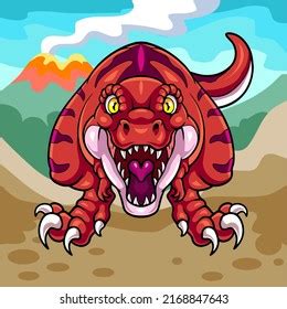 Cartoon Tyrannosaurus Rex Mascot Isolated On Stock Vector (Royalty Free ...