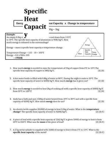 Specific Heat Capacity | Teaching Resources