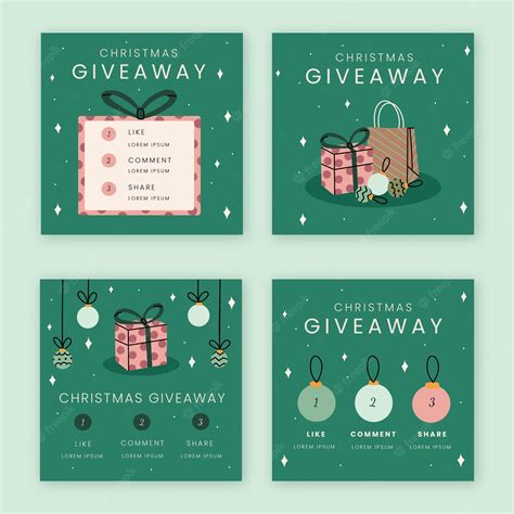 Free Vector | Hand drawn flat christmas giveaway instagram posts collection